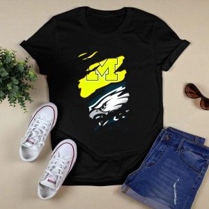 Philadelphia Eagles Michigan Wolverines Logo Combination T-Shirt