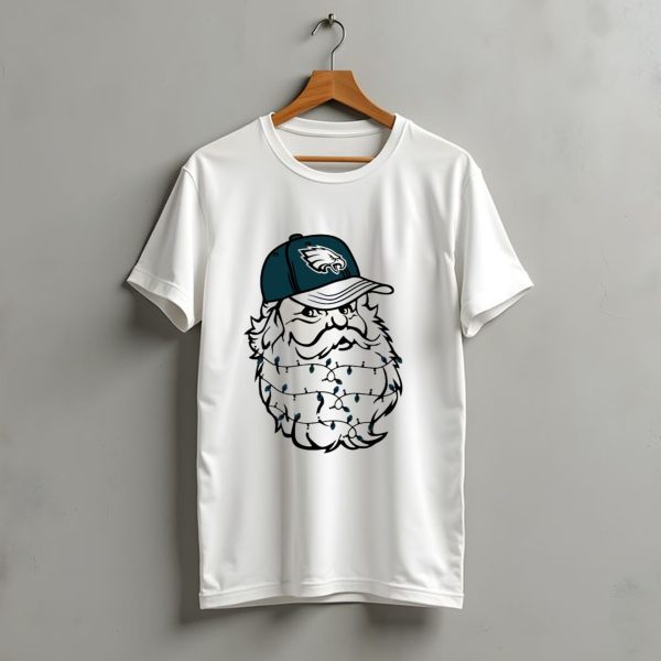 Philadelphia Eagles Santa Hat Christmas Lights Beard T Shirt t shirt 1