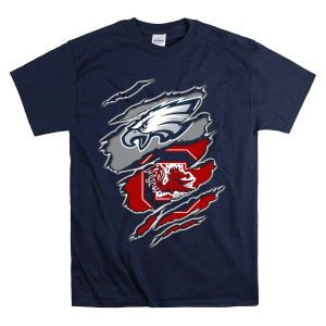 Philadelphia Eagles South Carolina Gamecocks Claw Mark Logo Fusion T-Shirt
