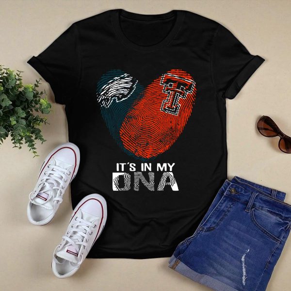 Philadelphia Eagles Texas Tech Fingerprint Its In My DNA T Shirt Black 1
