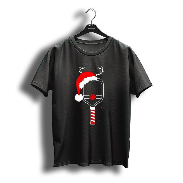 Pickleball Holiday Reindeer Santa Hat Christmas Paddle T Shirt t shirt 1