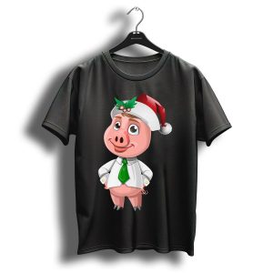 Pig Christmas Santa Hat Farmers Pet Boar Farm Wild Hog T Shirt