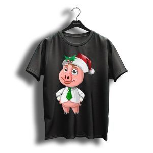 Pig Christmas Santa Hat Farmers Pet Boar Farm Wild Hog T-Shirt
