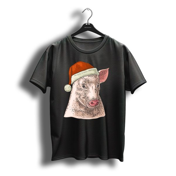 Pig In Santa Claus Cap Christmas T Shirt t shirt 1