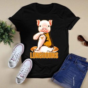Pig In Texas Longhorns Jersey With Footballs T-Shirt