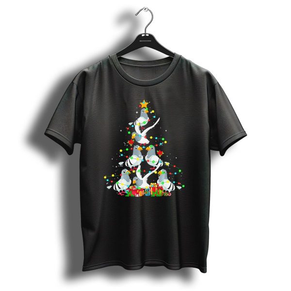Pigeon Christmas Tree With Funny Birds And Festive Decorations T Shirt 1 t shirt 1