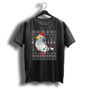 Pigeon Ugly Christmas Sweater With Santa Hat Lights And Holiday T Shirt