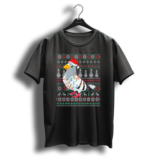 Pigeon Ugly Christmas Sweater With Santa Hat Lights And Holiday T Shirt 1 t shirt 1