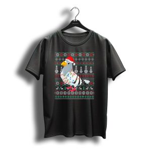 Pigeon Ugly Christmas Sweater With Santa Hat Lights And Holiday T-Shirt