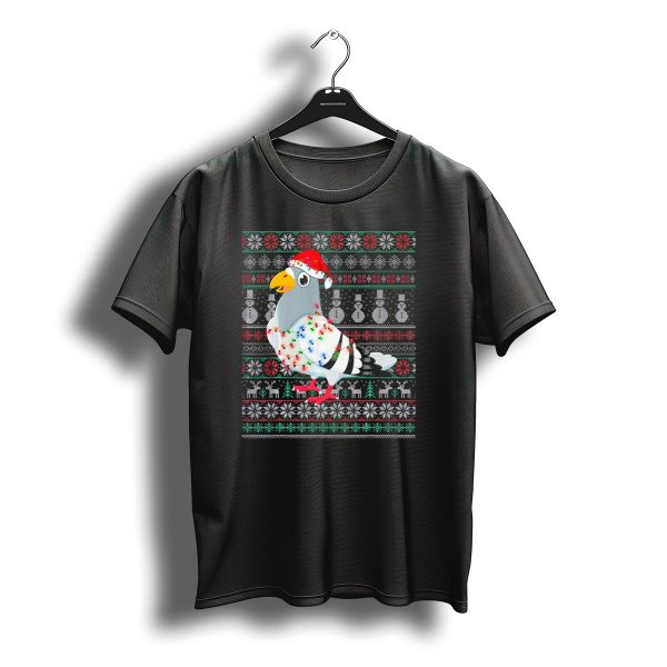 Pigeon Ugly Christmas Sweater With Santa Hat Lights And Holiday T Shirt t shirt 1