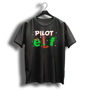 Pilot Elf Christmas Matching Group Festive Holiday Snowflakes T-Shirt
