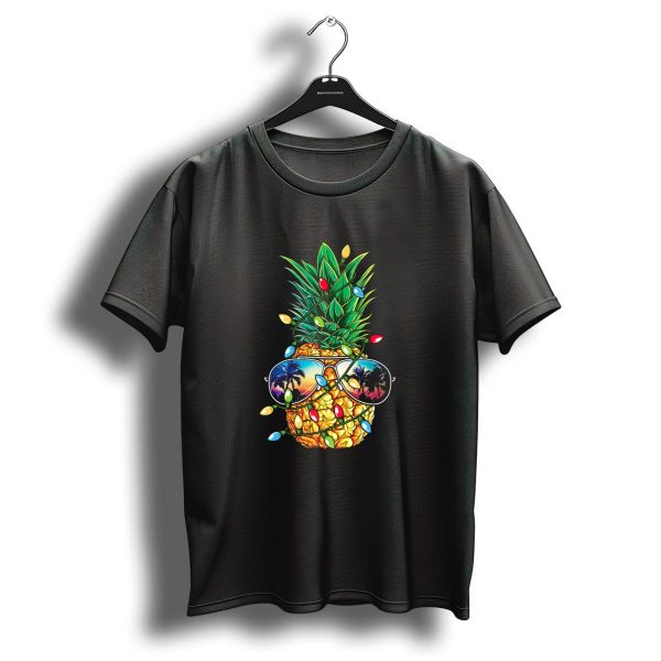 Pineapple Christmas Tree Lights With Sunglasses And Palm Reflection T Shirt 1 t shirt 1
