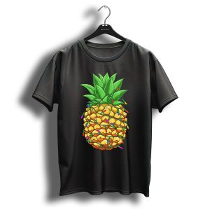 Pineapple Wrapped With Christmas String Lights Mele Hawaiian Holiday Fun T Shirt