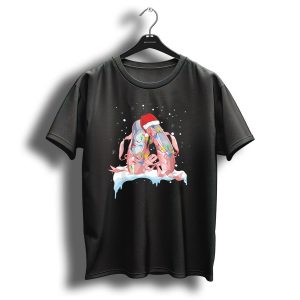Pink Ballet Shoes Christmas Lights Santa Hat Snowflakes T Shirt