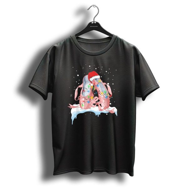 Pink Ballet Shoes Christmas Lights Santa Hat Snowflakes T Shirt 1 t shirt 1