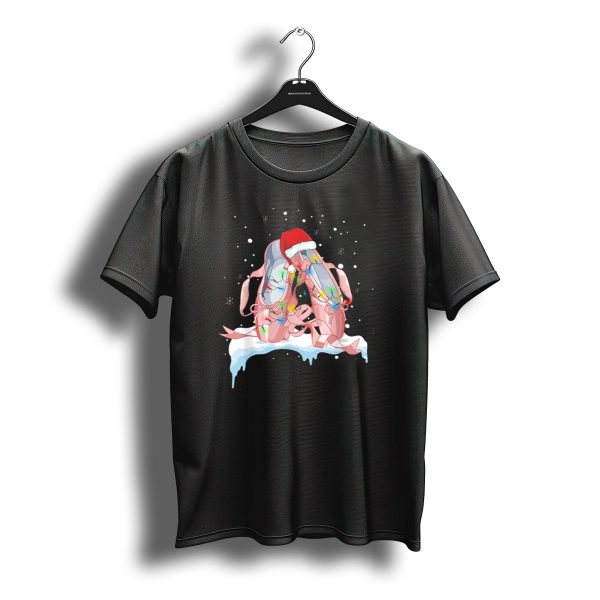 Pink Ballet Shoes Christmas Lights Santa Hat Snowflakes T Shirt t shirt 1