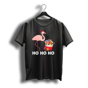 Pink Flamingo Santa Hat Ho Ho Ho Christmas Toys T-Shirt