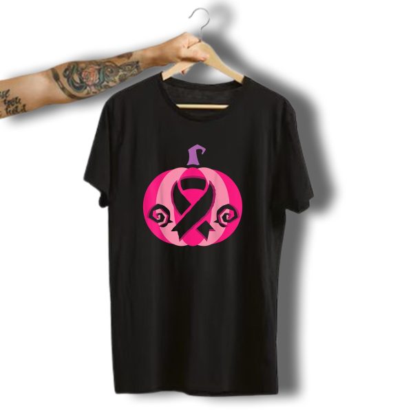 Pink Ribbon Pumpkin Halloween Breast Cancer Awareness T Shirt t shirt 1