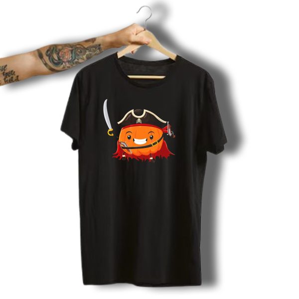 Pirate Pumpkin Halloween Costume Party With Sword And Pirate Hat T Shirt t shirt 1