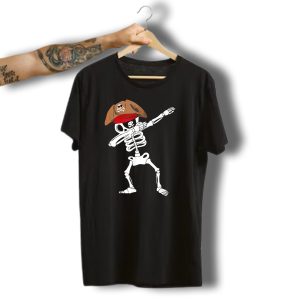 Pirate Skeleton Dabbing Halloween Skull Hat T-Shirt