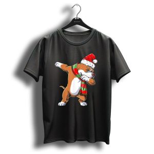 Pit Bull Dabbing In Santa Hat And Christmas Scarf T Shirt