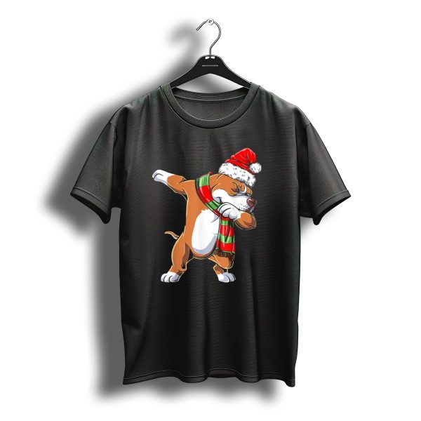 Pit Bull Dabbing In Santa Hat And Christmas Scarf T Shirt t shirt 1