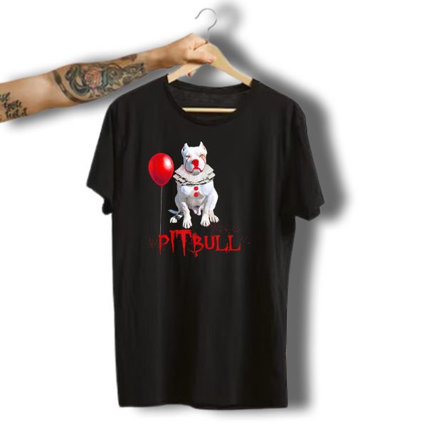 Pitbull It Clown Balloon Halloween Day Horror T Shirt t shirt 1