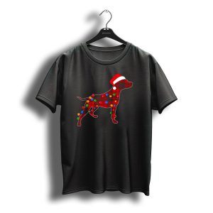 Pitbull Red Plaid Christmas Lights Santa Hat T-Shirt
