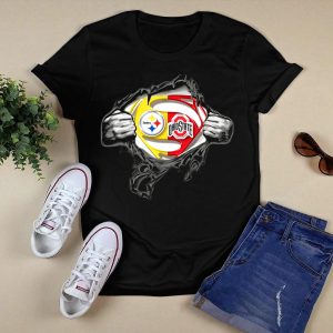 Pittsburgh Steelers Ohio State Buckeyes Superman Logo Mashup T Shirt