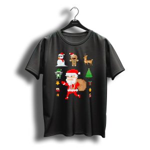 Pixel 8Bit Santa Claus Snowman Gingerbread Reindeer Christmas Tree Gifts Gaming T-Shirt