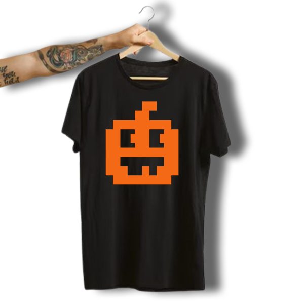 Pixelated Jack O Lantern Pumpkin Halloween Retro Gamer T Shirt t shirt 1