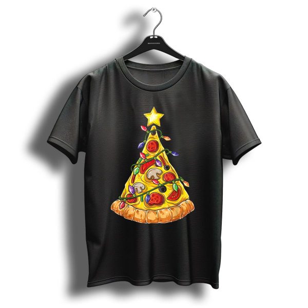 Pizza Christmas Tree Lights Xmas Crustmas Kh Holiday Slice Decor T Shirt 1 t shirt 1