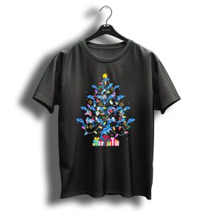 Playful Dolphins Decorating Christmas Tree With Festive Holiday Lights T Shirt