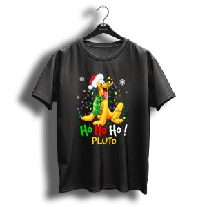 Pluto Ho Ho Ho Christmas Lights Santa Hat T Shirt