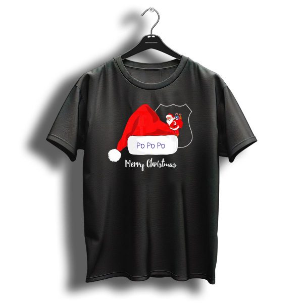 Po Po Po Merry Christmas Funny Holiday Idea For Police Officer T Shirt 1 t shirt 1