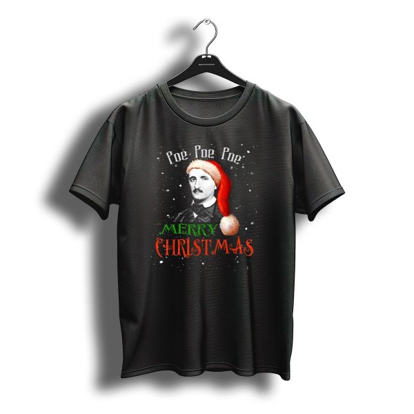 Poe Poe Poe Merry Christmas Santa Hat Edgar Allan Poe T Shirt t shirt 1