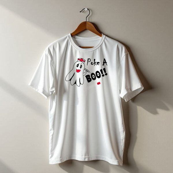Poke A Boo Halloween Nurse Ghost For Phlebotomists Jobs T Shirt t shirt 1