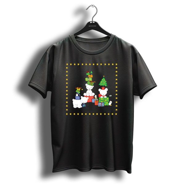 Polar Bears With Christmas Gifts And Stars T Shirt 1 t shirt 1