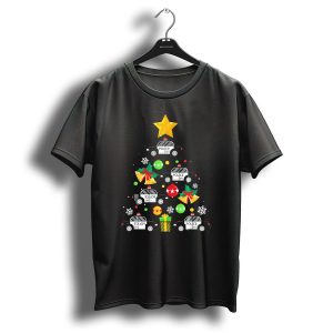 Police Car Christmas Tree With Funny Merry Decorations T-Shirt