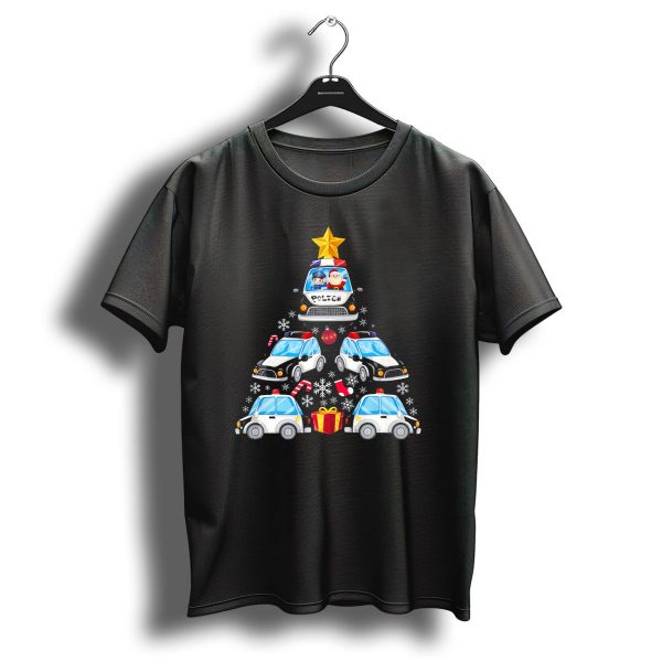 Police Car Christmas Tree With Santa And Officer T Shirt 1 t shirt 1