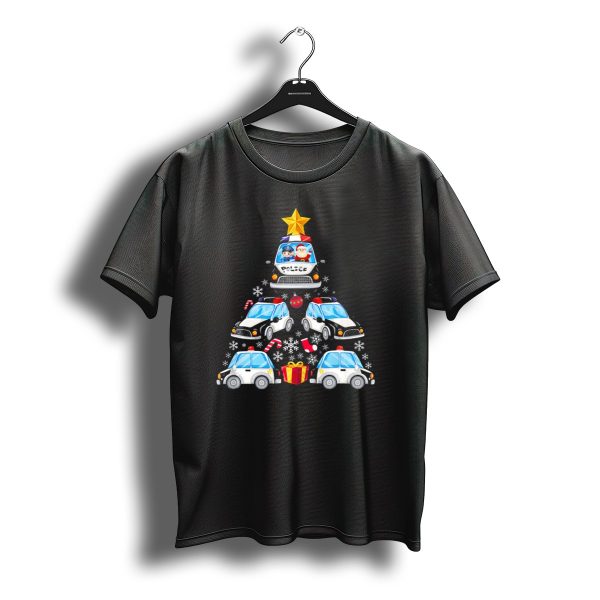 Police Car Christmas Tree With Santa And Officer T Shirt t shirt 1
