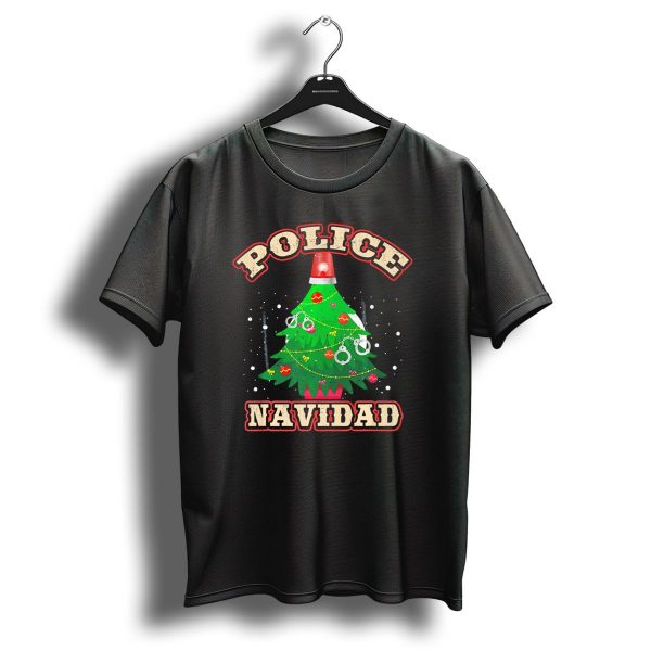 Police Navidad Christmas Tree With Handcuffs And Santa Hat T Shirt 1 t shirt 1