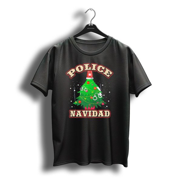 Police Navidad Christmas Tree With Handcuffs And Santa Hat T Shirt t shirt 1