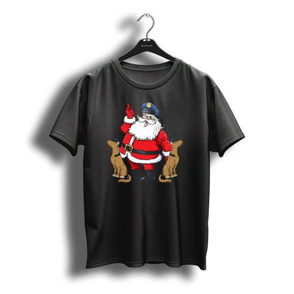 Police Santa Christmas With Reindeer Dogs T Shirt t shirt 1