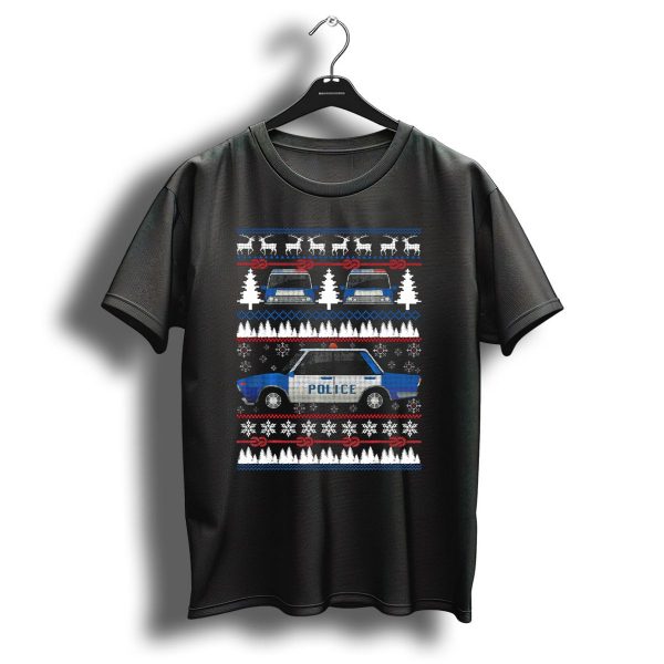 Police Ugly Christmas Holiday Cop Law Enforcement Sweater Snowflakes Reindeer T Shirt 1 t shirt 1