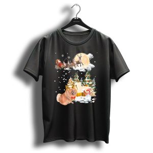Pomeranian Christmas Town With Santa And Reindeer T Shirt