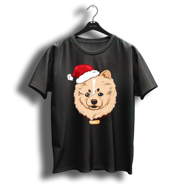 Pomeranian Dog With Christmas Hat Pomesanian T Shirt 1 t shirt 1