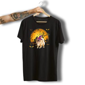 Pomeranian Halloween Witch Hat Jack O Lanterns Spooky Night T-Shirt