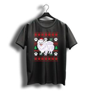 Pomeranian Ugly Christmas Santa Hat Paw Print Festive T-Shirt