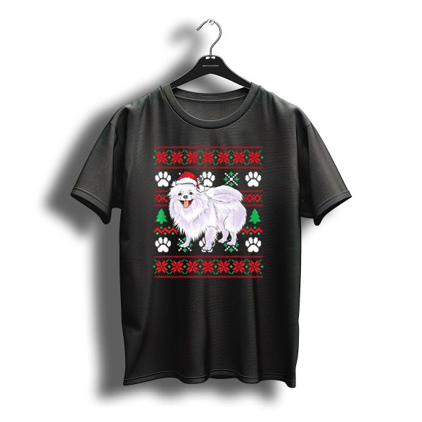 Pomeranian Ugly Christmas Santa Hat Paw Print Festive T Shirt t shirt 1